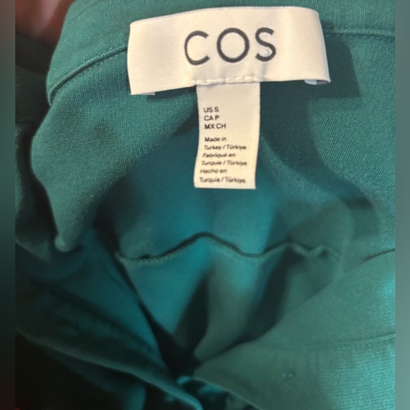 COS Green Button Down Collared Midi Dress Small Minimalist Long Sleeve Modern - Picture 8 of 10